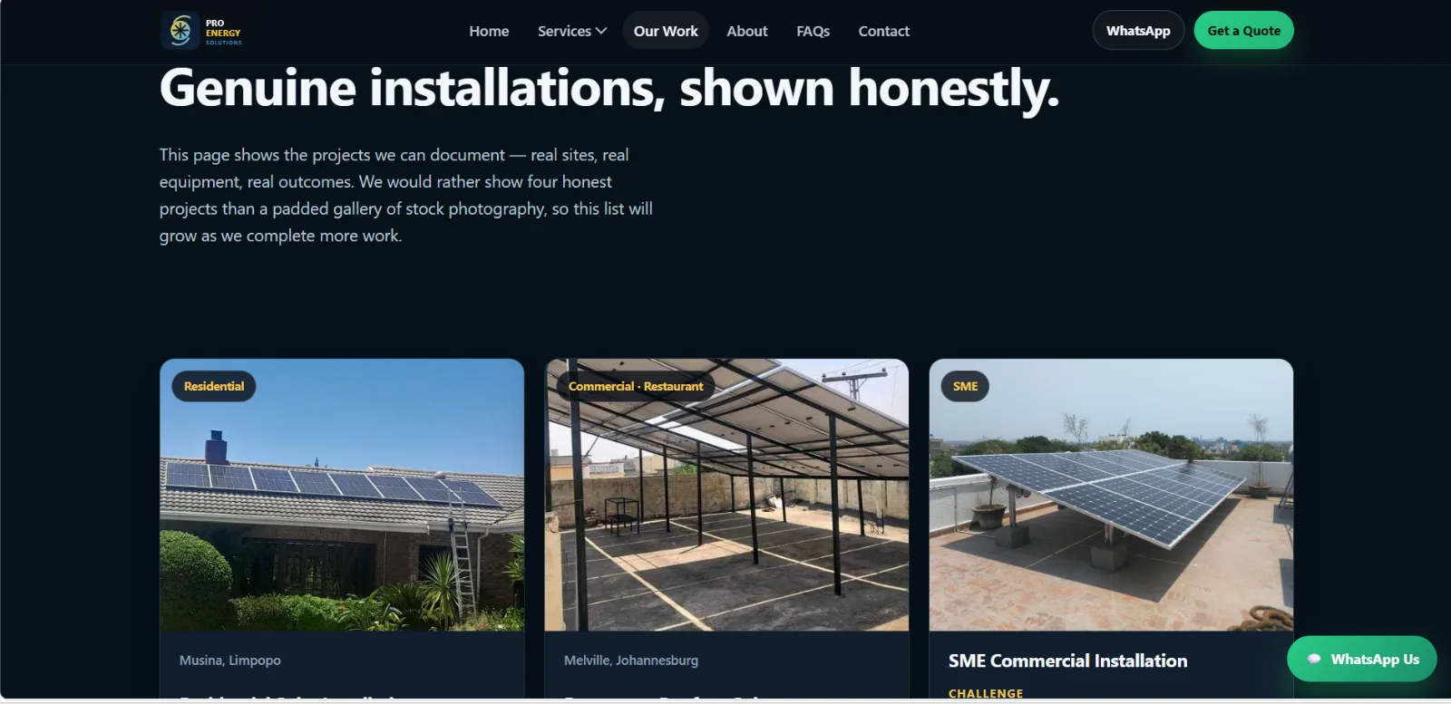 Pro Energy Solutions corporate website designed and built by Auris Nexus